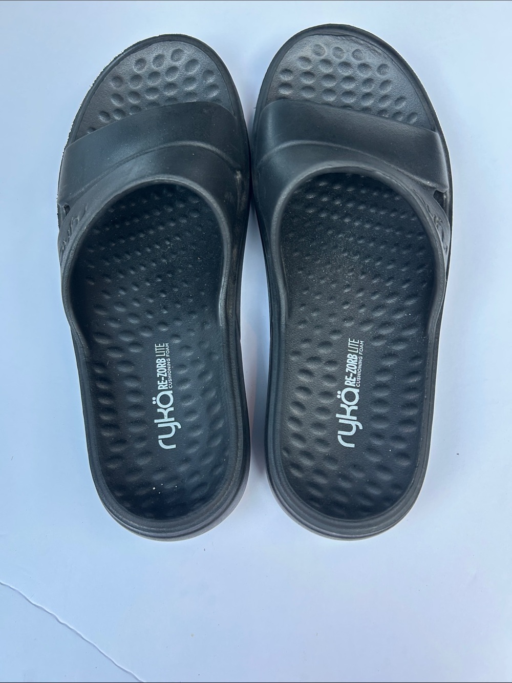 Ryka Black Comfort Slide Sandals 10